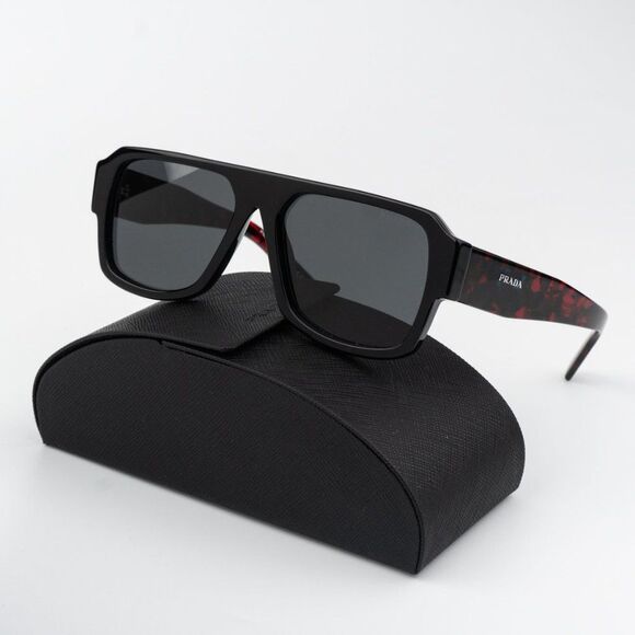 Prada Men Sunglasses Black Dark Grey Pilot PR22YS 1AB5S0 BRAND NEW - Picture 2 of 13